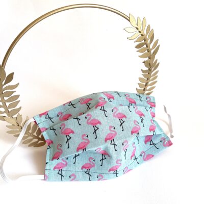 Masque 3 plis adulte, motif flamant rose