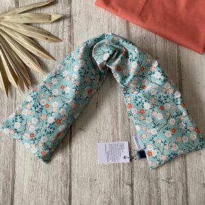Bouillotte longue XL pour cervicales en graines de lin bio/ Hokkaido cerisier, ciel orange