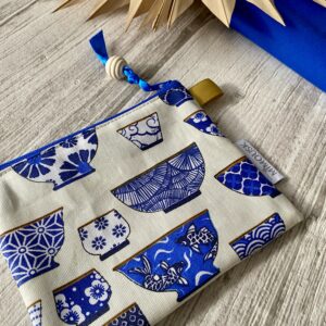 Trousse discrétion enduite / bols japonais / beige bleu
