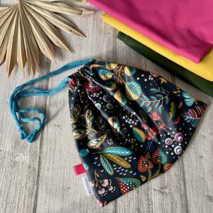 Sac à maillot mouillé/ fleurs Ancolies/ marine vert rose