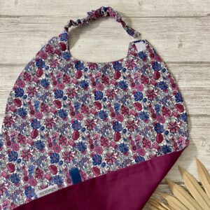 Maxi serviette XXL élastiquée / Fleurs Rose Indigo
