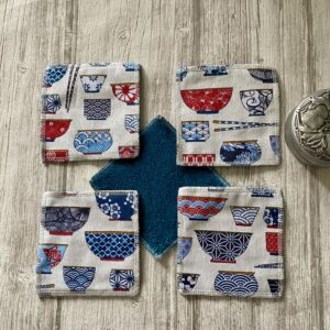 lingettes demaquillantes eponge bambou imprimé japonais bols ramen mimousk