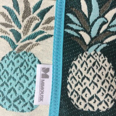 Grand sac à main motif ananas écru/bleu – Image 2