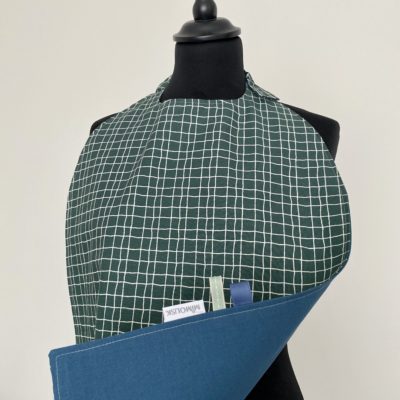 Maxi serviette XL élastiquée, vert sapin carreaux blancs