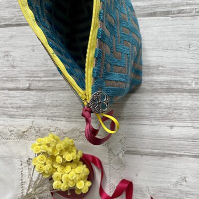 Trousse jacquard / Bleu gris jaune – Image 3