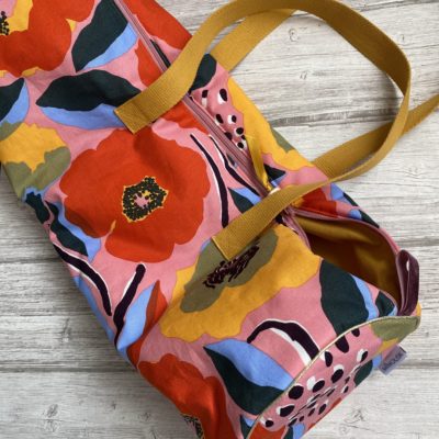 Sac polochon / rosarium tissu marimekko orange rose jaune