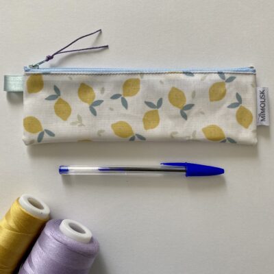 Trousse longue enduite, motif citrons, jaune blanc – Image 2