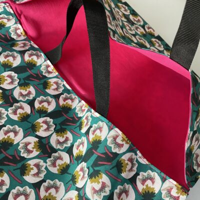 Sac à tarte, fleurs dimeo / vert emeraude fuschia – Image 2