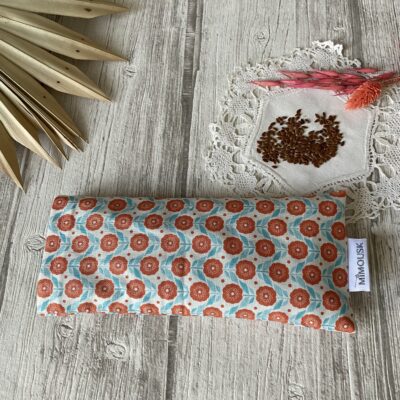 Eye pillow / petites fleurs vintage / ciel orange – Image 4