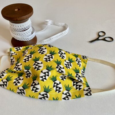Masque 3 plis adulte, motif Ananas