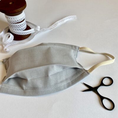 Masque 3 plis adulte, uni gris clair