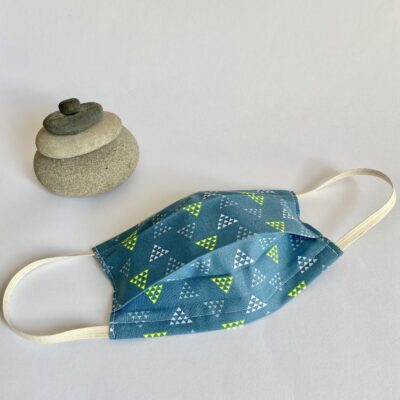 Masque 3 plis adulte, triangles, vert jaune fluo