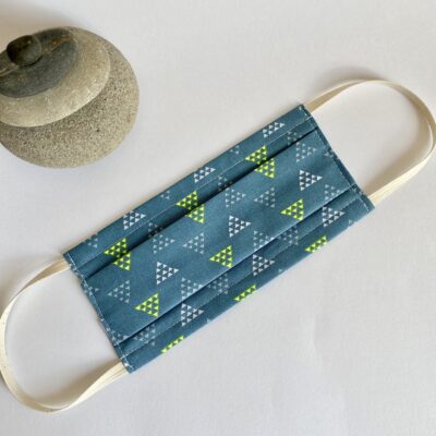 Masque 3 plis adulte, triangles, vert jaune fluo – Image 2