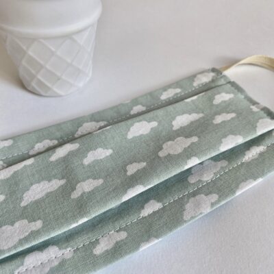 Masque Enfant - 7/11 ans - nuages vert celadon blanc – Image 2