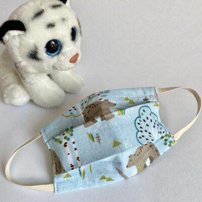 Masque Mini 3/7 ans   Ours brun, ciel vert marron