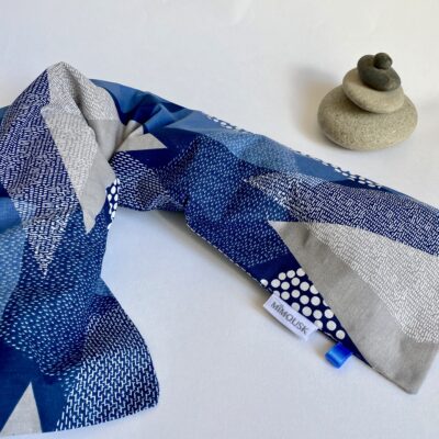 Bouillotte longue XL pour cervicales en graines de lin bio, Gris/Bleu