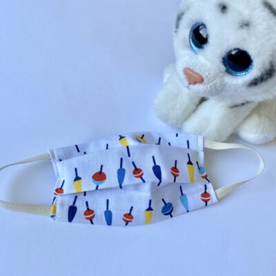 Masque Mini 3/7 ans   Pêche, flotteurs colorés, fond blanc