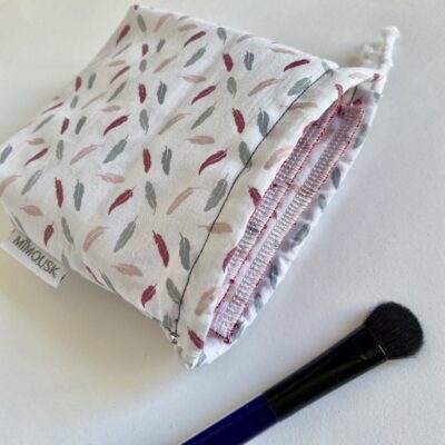 Lingettes lavables éponge Bio / plumes blanc rose – Image 2