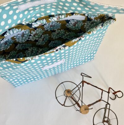 Pochette vélo, enduit pois turquoise et nénuphars – Image 4