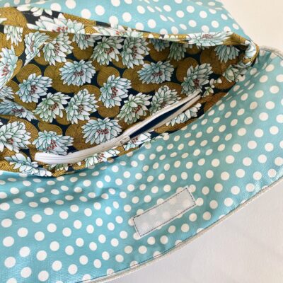 Pochette vélo, enduit pois turquoise et nénuphars – Image 2