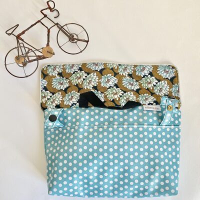 Pochette vélo, enduit pois turquoise et nénuphars – Image 3