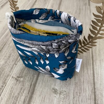 Lingettes lavables / imprimé fleurs canard moutarde – Image 3
