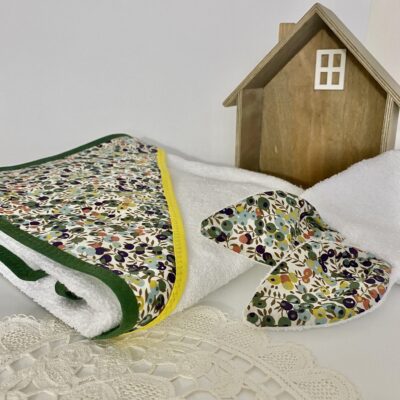 Cape de bain et mini-gant, Liberty wiltshire Lichen