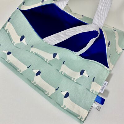 Sac à tarte, motif chiens, bleu