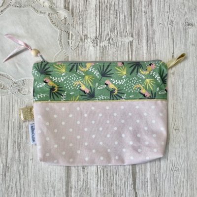 Pochette pois et perroquets, rose/blanc/vert – Image 2