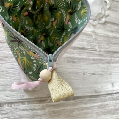 Pochette pois et perroquets, rose/blanc/vert – Image 6