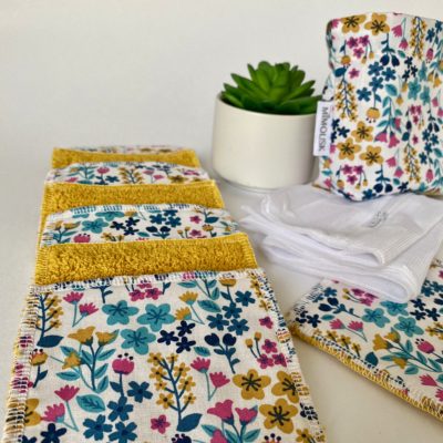 Lingettes lavables éponge Bio / imprimé fleuri Milly – Image 4