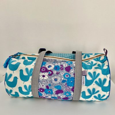 Sac polochon style vintage, violet/bleu – Image 5