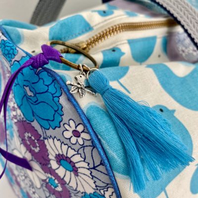 Sac polochon style vintage, violet/bleu – Image 4
