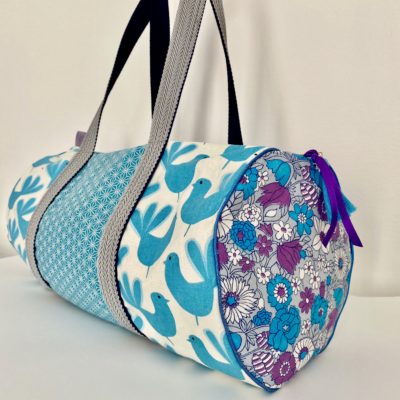 Sac polochon style vintage, violet/bleu – Image 2