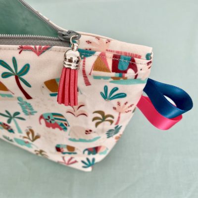 Maxi trousse enduite, éléphants / beige, aqua, rose – Image 4