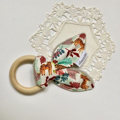 Hochet oreilles/ Anneau de dentition motif Léopard jungle – Image 2