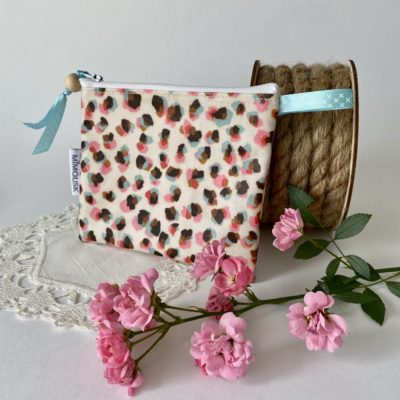Porte-monnaie enduit motif confetti / rose écru ciel