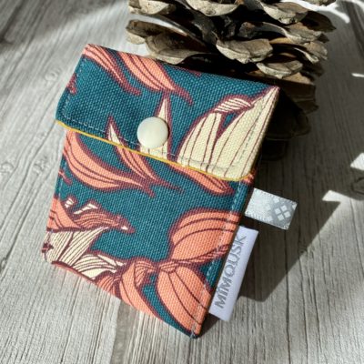 Porte carte tropical / vert brique moutarde