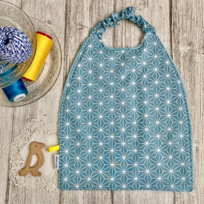 Serviette élastiquée coton et éponge bambou / origami casual bleu – Image 4