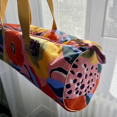 Sac polochon / rosarium tissu marimekko orange rose jaune – Image 7