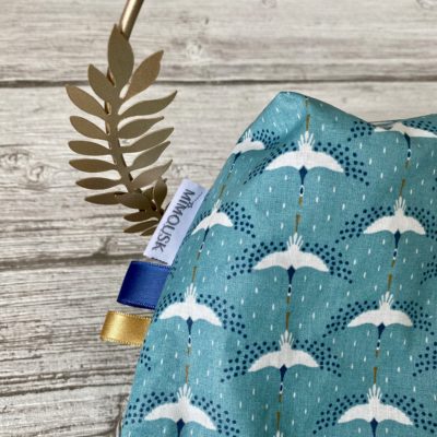 Trousse de toilette XL enduite / Grues, bleu beige – Image 5