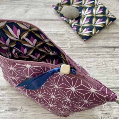 Trousse de toilette XL enduite / Origami violet