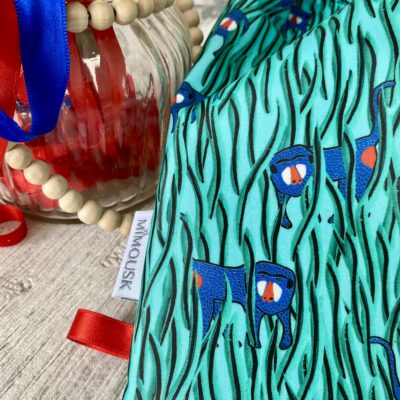 Sac à maillot mouillé, enduit épais / motif babouin, vert bleu rouge – Image 3