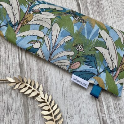 Bouillotte longue XL pour cervicales en graines de lin bio/ tropical "salomon" vert bleu saumon – Image 3