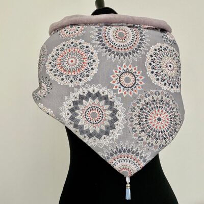 Foulard triangle polaire roudoudou/ parme et gris – Image 6