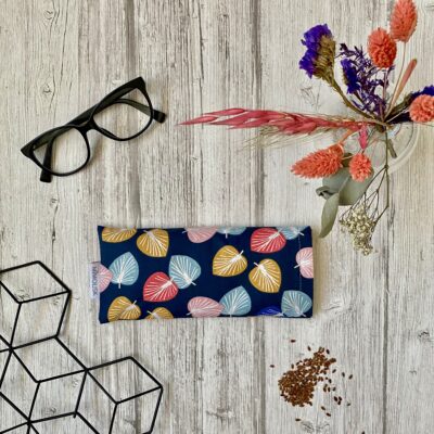 Eye pillow / feuilles cories / marine ciel moutarde rose rouge