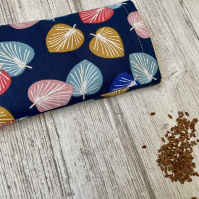 Eye pillow / feuilles cories / marine ciel moutarde rose rouge – Image 3