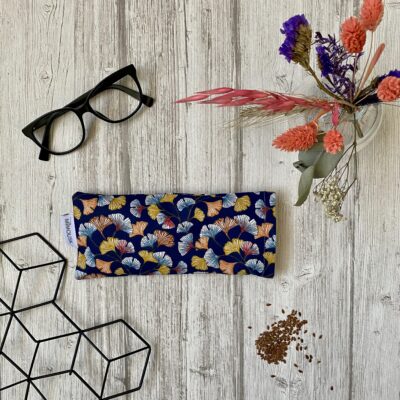 Eye pillow / motif Ginkgo, marine