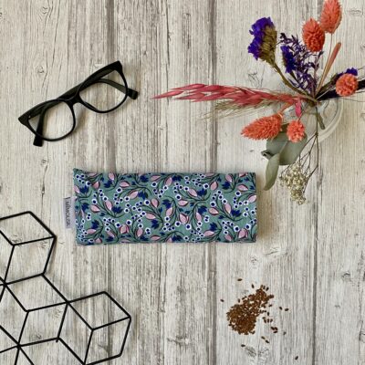 Eye pillow / motif baies / vert bleu parme bordeaux