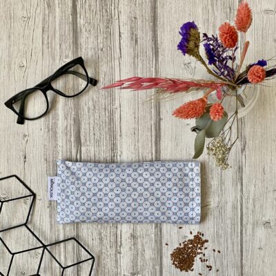 Eye pillow / motif ronds / bleu blanc